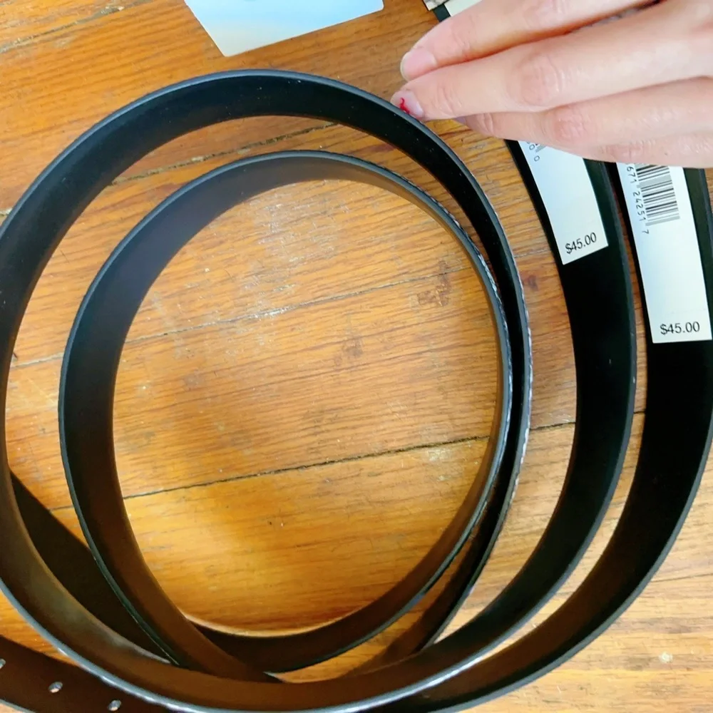 NWT Womens Calvin Klein Reversible Snake Python Reptile Print Belt Black Gray - Picture 2 of 4
